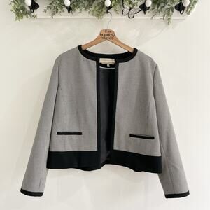 Hobbs Black And White London Sienna Printed Houndstooth Jacket Size 12